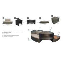 Piscina con Mobili Idromassaggio Spa 184x73 6 Persone Semi Rigida Rotonda
