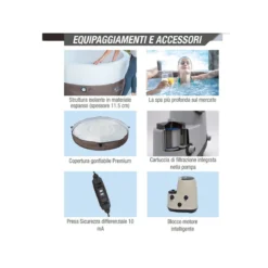 Piscina con Mobili Idromassaggio Spa 184x73 6 Persone Semi Rigida Rotonda