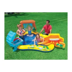 Piscina con Scivolo Dinosauro per Bambini Intex Gonfiabile Gioco da Giardino