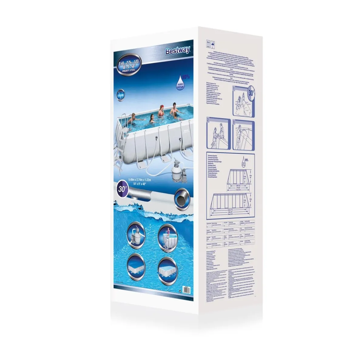 Piscina Frame Fuori Terra 549x274x122 Rettangolare con Filtro a Sabbia Scaletta