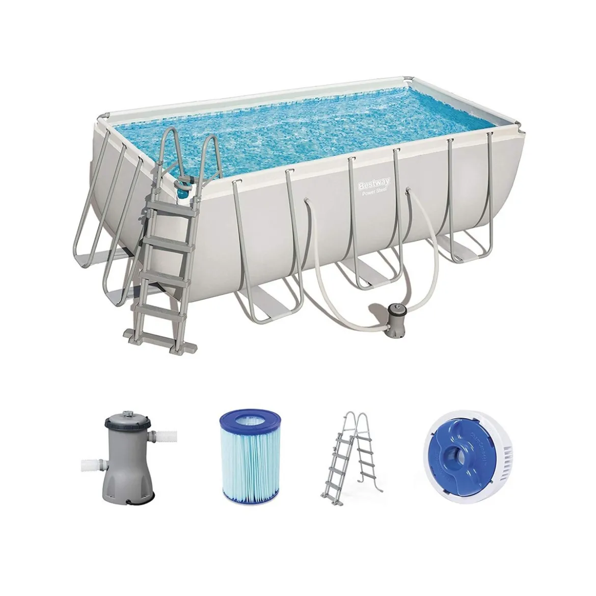 Piscina Fuoriterra Rettangolare 4x2 Frame con Scaletta Pompa Filtro a Cartuccia