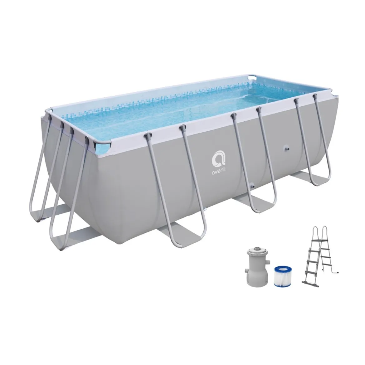 Piscina Fuoriterra Rettangolare 400x200 Acciaio con Pompa a Cartuccia Scaletta