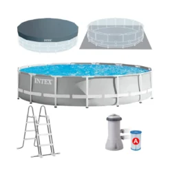 Piscina Fuori Terra 457x107 Intex da Esterno Filtro a Cartuccia Scaletta Rotonda