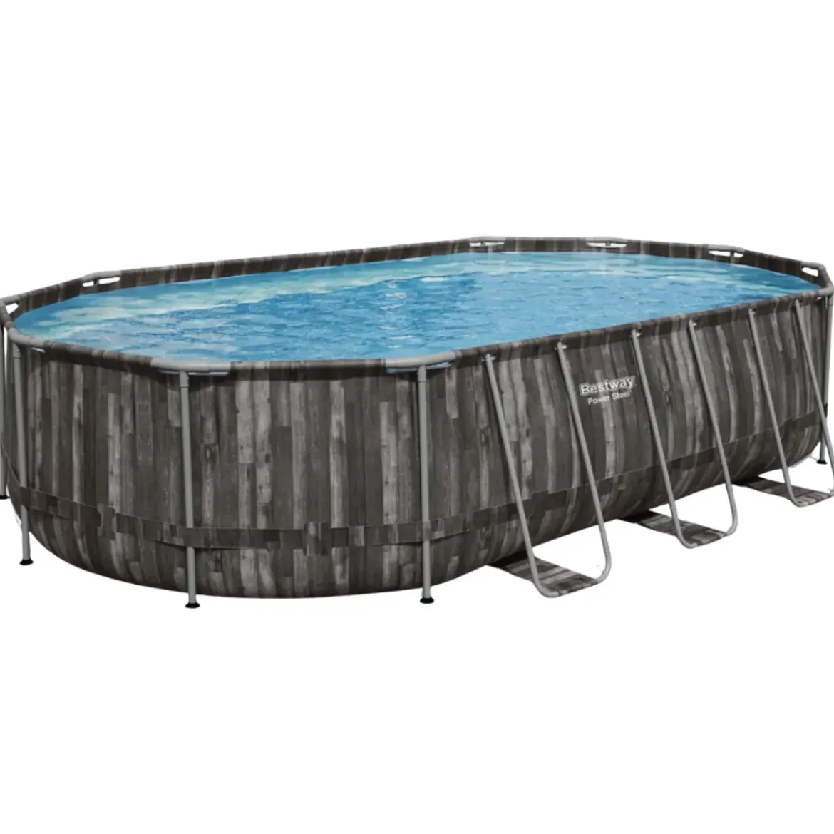 Piscina Fuori Terra 610x366x122 cm Rivestimento in Legno con Pompa