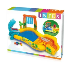 Piscina Gonfiabile Bambini Scivolo Canestro Spruzzatori 249x191x109 cm