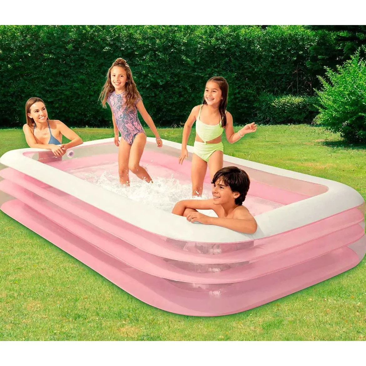 Piscina per Famiglia Fuori Terra Giardino Estate Gonfiabile Rettangolare