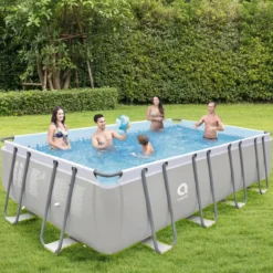Piscina Rettangolare 549X305X122 cm Con Pompa a Sabbia Scaletta e Telo