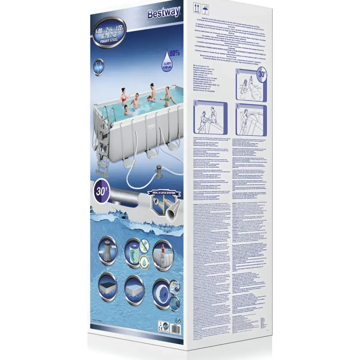Piscina Rettangolare 488x244x122 cm Fuori Terra con Filtro e Accessori