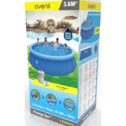 Piscina Tonda 360 cm Fuori Terra con Pompa Filtro h76 cm