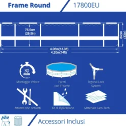 Piscina Tonda Fuori Terra Con Struttura Pompa Filtro 420x84 cm