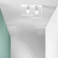 Plafoniera a Soffitto Bianca Intec Lampadina E27 Lampada a 2 Punti Luce