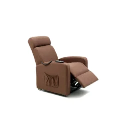 Poltrona Alzapersona Marrone Elettrica Tessuto Reclinabile per Anziani Relax