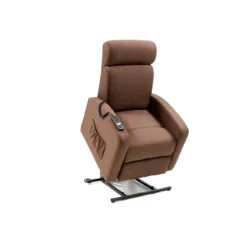 Poltrona Alzapersona Marrone Elettrica Tessuto Reclinabile per Anziani Relax