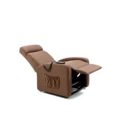 Poltrona Alzapersona Marrone Elettrica Tessuto Reclinabile per Anziani Relax