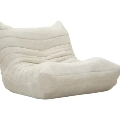 Poltrona Bouclé Compressa Bianco Imbottita Moderna per Salotto Lounge