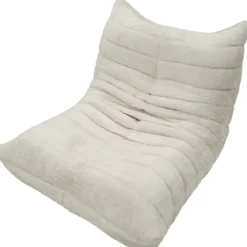 Poltrona Bouclé Compressa Bianco Imbottita Moderna per Salotto Lounge