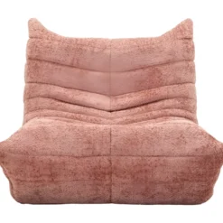 Poltrona Bouclé Compressa Rosa Imbottita Moderna per Salotto Lounge