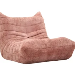 Poltrona Bouclé Compressa Rosa Imbottita Moderna per Salotto Lounge