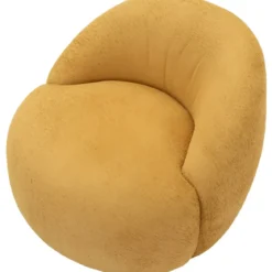 Poltrona Bouclé Senape Seduta Imbottita Moderna per Salotto Lounge
