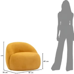 Poltrona Bouclé Senape Seduta Imbottita Moderna per Salotto Lounge