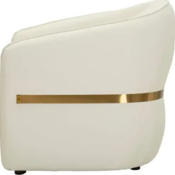 Poltrona con Braccioli Similpelle Bianco Base Metallo Oro Soggiorno