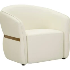 Poltrona con Braccioli Similpelle Bianco Base Metallo Oro Soggiorno