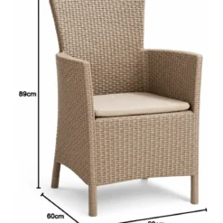Poltrona da Esterno Cappuccino in Resina Rattan con Cuscino Sabbia