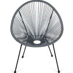 Poltrona da Esterno Intrecciata Struttura Acciaio Grigio Effetto Rattan