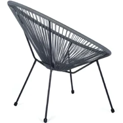 Poltrona da Esterno Intrecciata Struttura Acciaio Grigio Effetto Rattan
