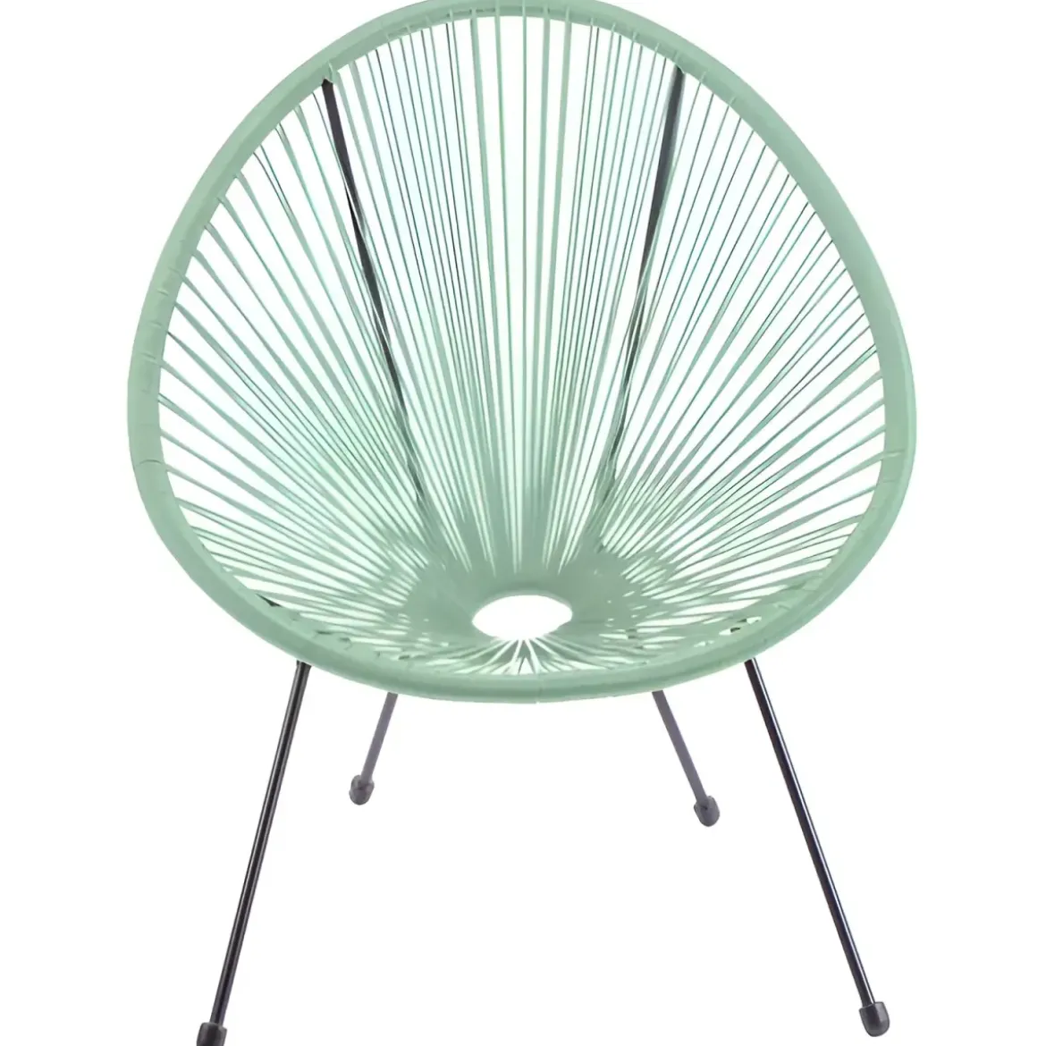 Poltrona da Esterno Intrecciata Struttura Acciaio Verde Effetto Rattan