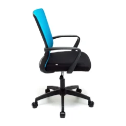 Poltrona da Ufficio con Ruote per Scrivania Blu con Braccioli Ergonomica Camera