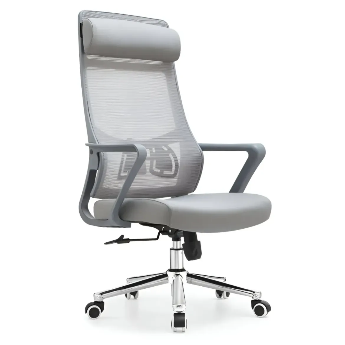Poltrona da Ufficio Ergonomica Grigio con Schienale Alto in Rete Reclinabile