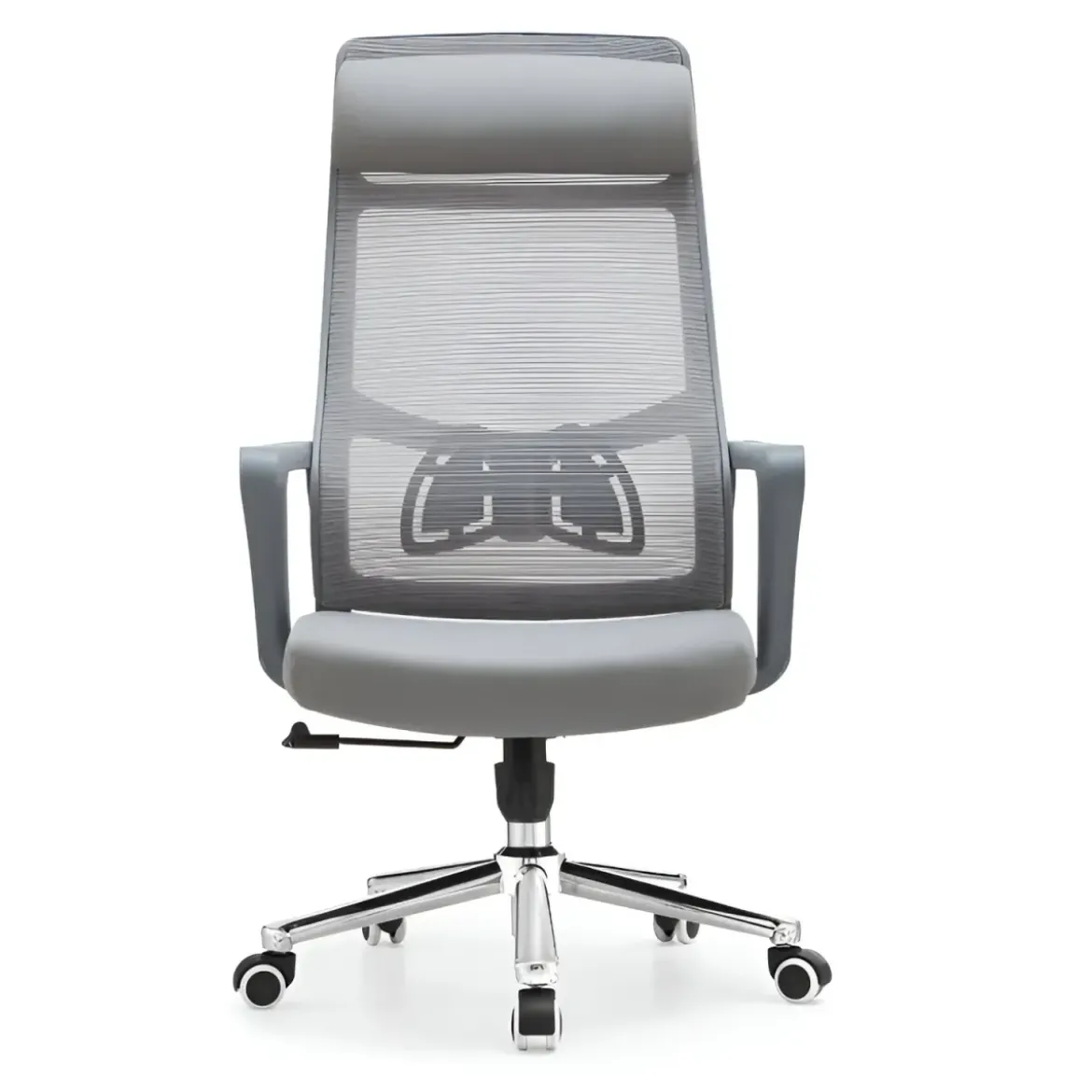 Poltrona da Ufficio Ergonomica Grigio con Schienale Alto in Rete Reclinabile