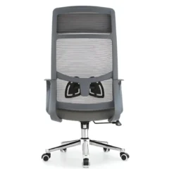 Poltrona da Ufficio Ergonomica Grigio con Schienale Alto in Rete Reclinabile