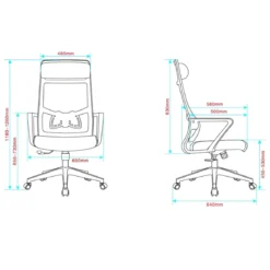 Poltrona da Ufficio Ergonomica Grigio con Schienale Alto in Rete Reclinabile
