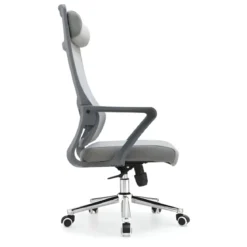 Poltrona da Ufficio Ergonomica Grigio con Schienale Alto in Rete Reclinabile