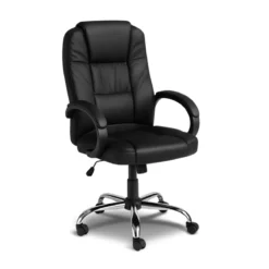 Poltrona da Ufficio Presidenziale Ergonomica Reclinabile Ecopelle Nero