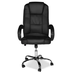 Poltrona da Ufficio Presidenziale Ergonomica Reclinabile Ecopelle Nero