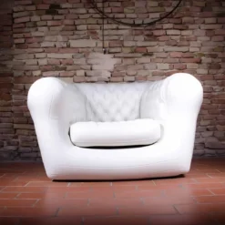 Poltrona Gonfiabile 1 Posto in PVC Bianco per Interno Esterno Valvole