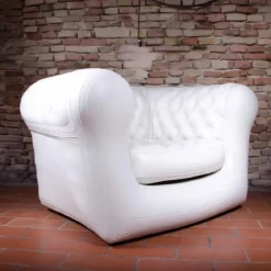 Poltrona Gonfiabile 1 Posto in PVC Bianco per Interno Esterno Valvole
