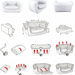 Poltrona Gonfiabile 1 Posto in PVC Bianco per Interno Esterno Valvole