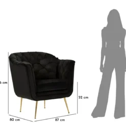 Poltrona Imbottita in Spugna Nero con Cuscino Gambe in Metallo