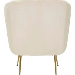 Poltrona Imbottita in Spugna Crema con Cuscino Gambe in Metallo