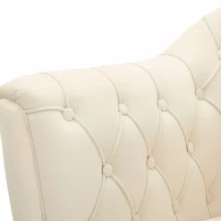 Poltrona Imbottita in Spugna Crema con Cuscino Gambe in Metallo