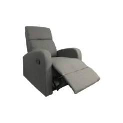 Poltrona in Tessuto Grigio Poltroncina Relax Reclinabile con Poggiapiedi