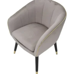 Poltrona in Tessuto Grigio Struttura Metallo Nero Oro Sedia da Pranzo