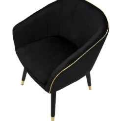 Poltrona in Tessuto Struttura in Metallo Nero Oro Sedia da Pranzo