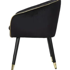 Poltrona in Tessuto Struttura in Metallo Nero Oro Sedia da Pranzo