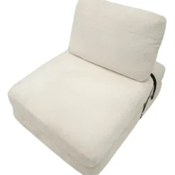 Poltrona Letto Bouclé Compressa Bianco Moderna per Salotto Camera
