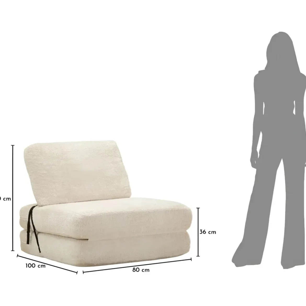Poltrona Letto Bouclé Compressa Bianco Moderna per Salotto Camera